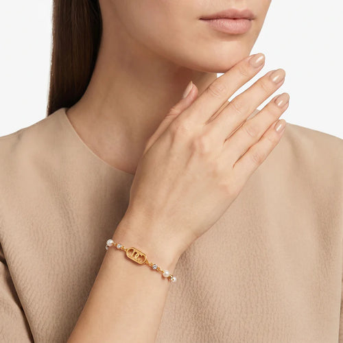 Gold Pearl CD Logo Bracelet